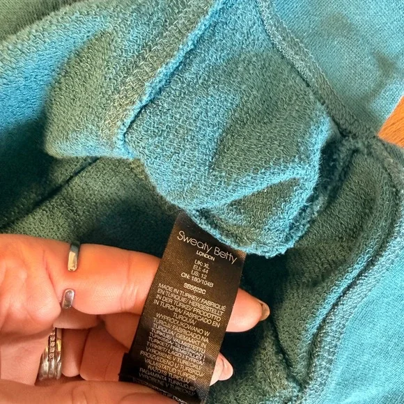 Sweaty Betty After Class Sweatshirt Blue XL Thumbholes Crop Athleisure - Picture 7 of 9